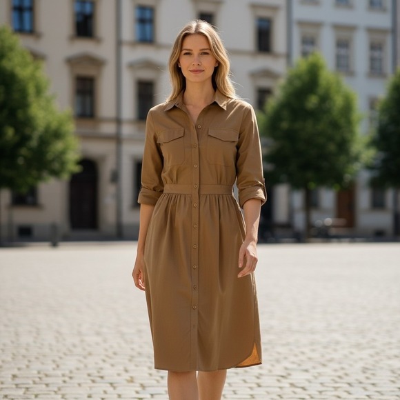 J.CREW Dresses & Skirts - J Crew Draped Twill Shirt Dress Structure Collar Define Waist Britcore 4 capsule